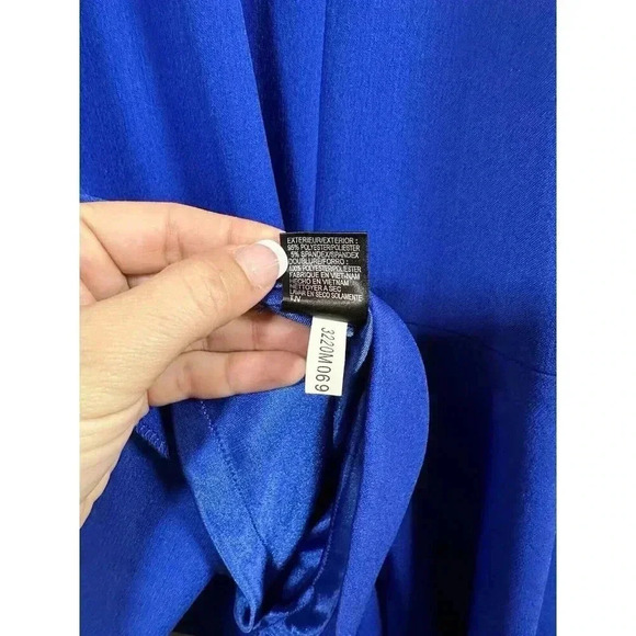 Tahari Arthur S. Levine Royal Blue Sleeveless Lined Polyester Dress Size 12 Belt - Picture 11 of 12